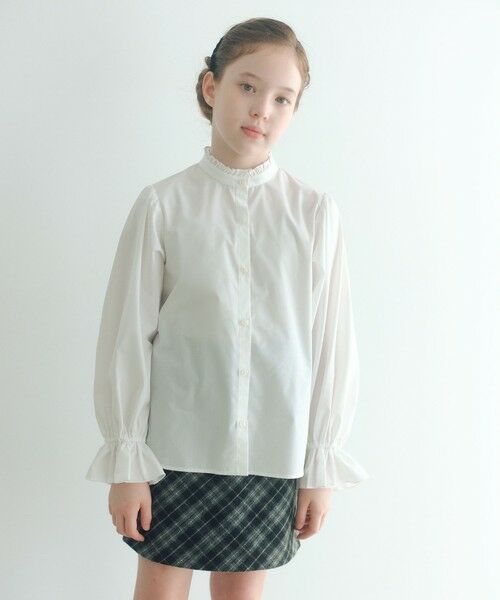 green label relaxing / グリーンレーベル リラクシング シャツ・ブラウス | スタンドカラー フリルリボン ブラウス / キッズ 140cm-160cm | 詳細2