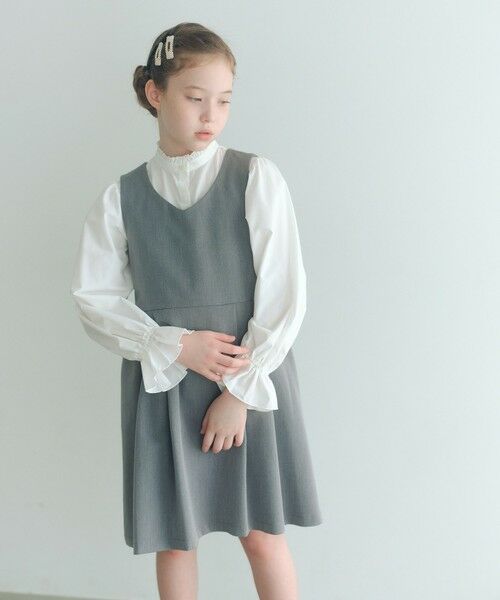 green label relaxing / グリーンレーベル リラクシング シャツ・ブラウス | スタンドカラー フリルリボン ブラウス / キッズ 140cm-160cm | 詳細4