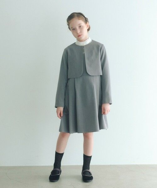 green label relaxing/グリーンレーベル リラクシング ボレロ + ジャンパースカート セット / キッズ 140cm-160cm MD. GRAY 140cm green label relaxing/グリーンレーベル リラクシング ボレロ + ジャンパースカート セット / キッズ 140cm-160cm MD. GRAY 140cm