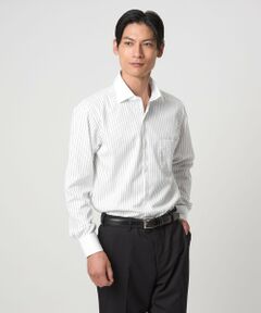 green label relaxing / グリーンレーベル リラクシング シャツ・ブラウス | コットン ツイル ピンストライプ クレリック ワイドカラー ドレスシャツ -イージーアイロン-