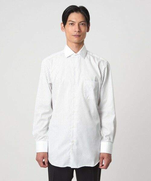 green label relaxing / グリーンレーベル リラクシング シャツ・ブラウス | コットン ツイル ピンストライプ クレリック ワイドカラー ドレスシャツ -イージーアイロン- | 詳細3