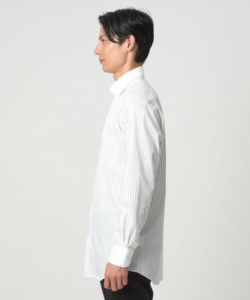 green label relaxing / グリーンレーベル リラクシング シャツ・ブラウス | コットン ツイル ピンストライプ クレリック ワイドカラー ドレスシャツ -イージーアイロン- | 詳細4