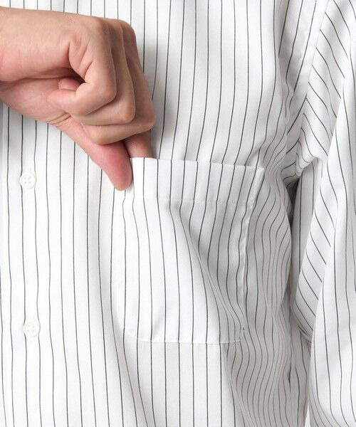 green label relaxing / グリーンレーベル リラクシング シャツ・ブラウス | コットン ツイル ピンストライプ クレリック ワイドカラー ドレスシャツ -イージーアイロン- | 詳細9