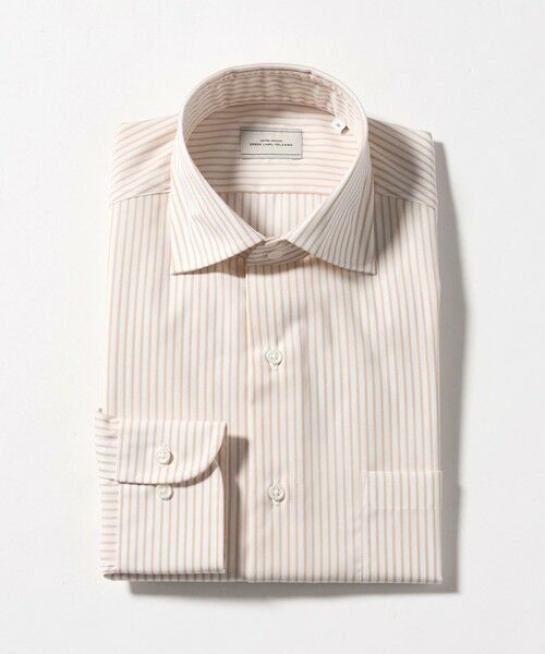 green label relaxing / グリーンレーベル リラクシング シャツ・ブラウス | コットン ストライプ ワイドカラー ドレスシャツ -イージーアイロン-（BRICK）