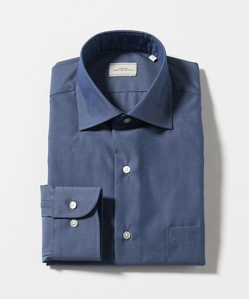 green label relaxing / グリーンレーベル リラクシング シャツ・ブラウス | コットン シャンブレー ワイドカラー ドレスシャツ -イージーアイロン-（NAVY）