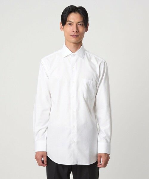 green label relaxing / グリーンレーベル リラクシング シャツ・ブラウス | コットン ヘリンボーン ワイドカラー ドレスシャツ -形態安定- | 詳細4