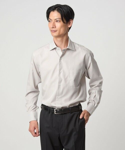 green label relaxing / グリーンレーベル リラクシング シャツ・ブラウス | コットン ブロード ワイドカラー ドレスシャツ -形態安定-（BEIGE）