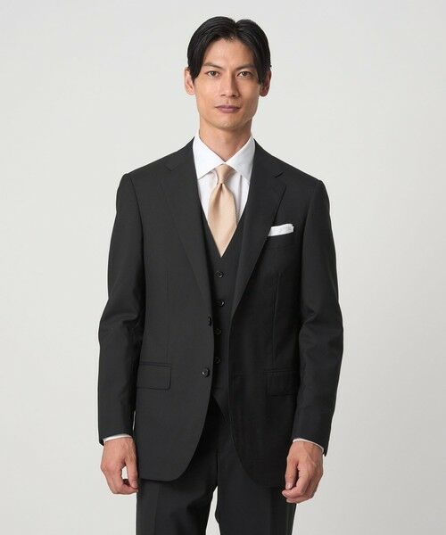 green label relaxing / グリーンレーベル リラクシング セットアップ | REDA トロピカル 無地 2B RV スーツジャケット（BLACK）