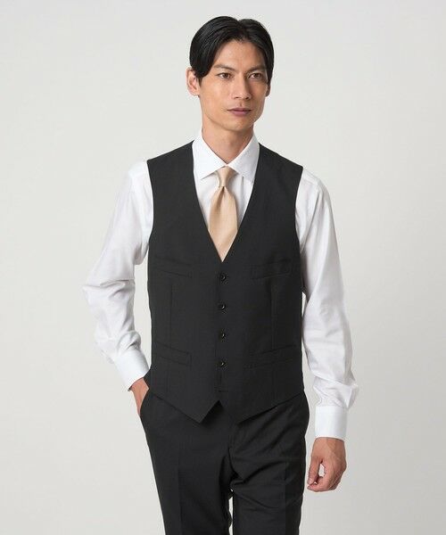 green label relaxing / グリーンレーベル リラクシング セットアップ | REDA トロピカル 無地 5B スーツベスト（BLACK）