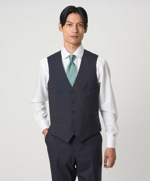 green label relaxing / グリーンレーベル リラクシング セットアップ | REDA トロピカル 無地 5B スーツベスト（NAVY）