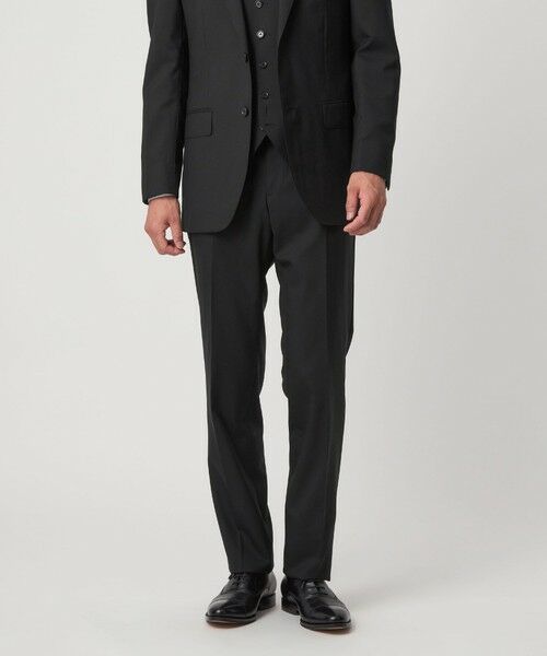 green label relaxing / グリーンレーベル リラクシング セットアップ | REDA トロピカル 無地 スリム ノープリーツ スーツパンツ（BLACK）