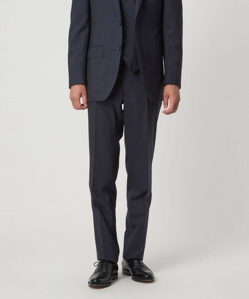 green label relaxing / グリーンレーベル リラクシング セットアップ | REDA トロピカル 無地 スリム ノープリーツ スーツパンツ（NAVY）