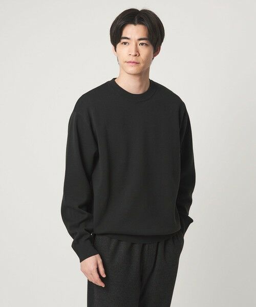 green label relaxing / グリーンレーベル リラクシング ニット・セーター | コットン シルク ミラノリブ クルーネック ニット(DK.GRAY)