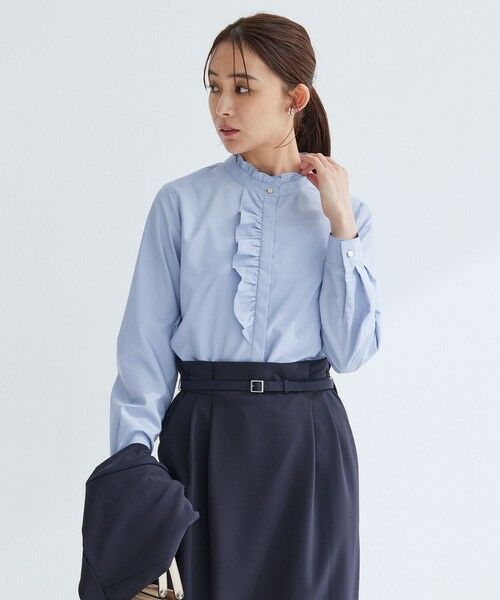 green label relaxing / グリーンレーベル リラクシング シャツ・ブラウス | フリル ディテール ブラウス マシンウォッシャブル UVカット | 詳細12