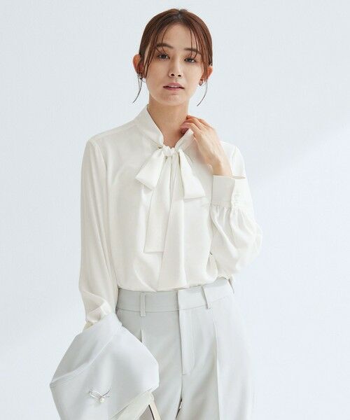 green label relaxing / グリーンレーベル リラクシング シャツ・ブラウス | トロミ ボウタイ ブラウス マシンウォッシャブル | 詳細4