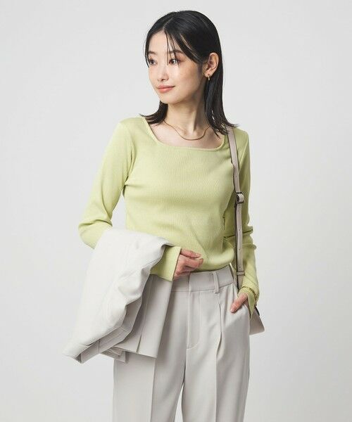 green label relaxing / グリーンレーベル リラクシング カットソー | ブライトリブ スクエアネック ロングスリーブ カットソー | 詳細22