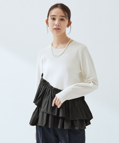 green label relaxing / グリーンレーベル リラクシング ニット・セーター | タフタ ドッキング ペプラム プルオーバー ニット ウォッシャブル | 詳細10