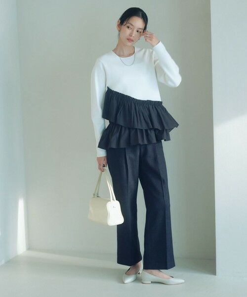 green label relaxing / グリーンレーベル リラクシング ニット・セーター | タフタ ドッキング ペプラム プルオーバー ニット ウォッシャブル | 詳細2