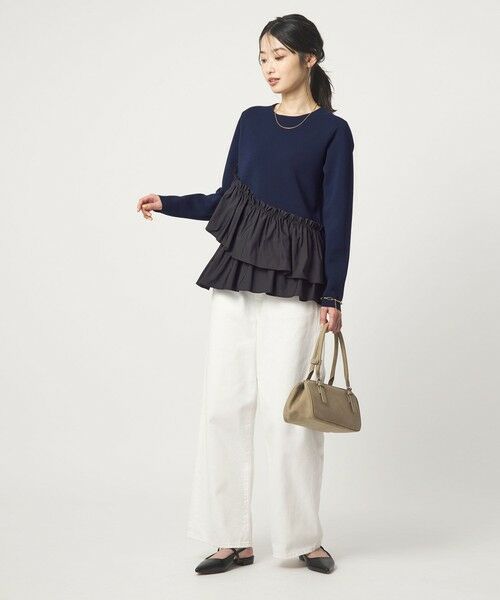 green label relaxing / グリーンレーベル リラクシング ニット・セーター | タフタ ドッキング ペプラム プルオーバー ニット ウォッシャブル | 詳細25