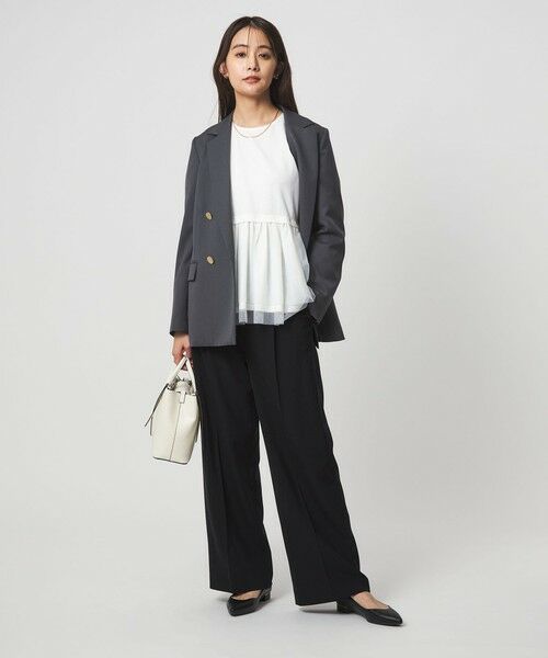 green label relaxing / グリーンレーベル リラクシング スラックス・ドレスパンツ | ［size SHORT/TALLあり］パウドレ ワイド パンツ ウォッシャブル ストレッチ | 詳細4