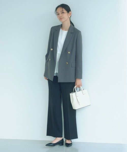 green label relaxing / グリーンレーベル リラクシング スラックス・ドレスパンツ | ［size SHORT/TALLあり］パウドレ ワイド パンツ ウォッシャブル ストレッチ | 詳細1