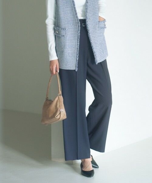 green label relaxing / グリーンレーベル リラクシング スラックス・ドレスパンツ | ［size SHORT/TALLあり］パウドレ ワイド パンツ ウォッシャブル ストレッチ | 詳細8