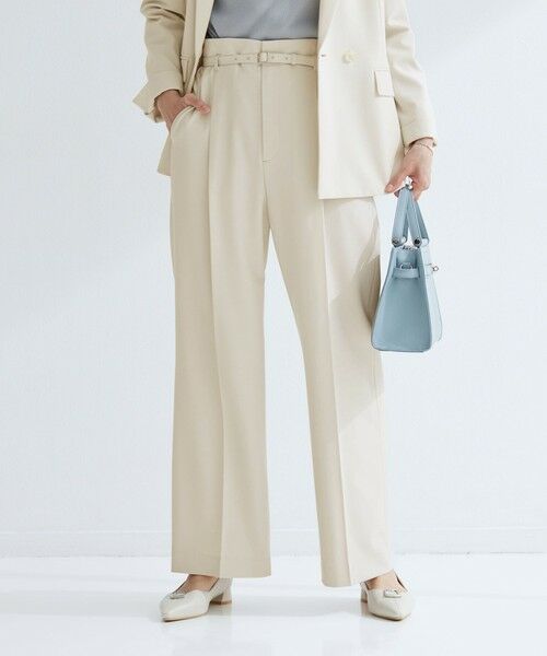 green label relaxing / グリーンレーベル リラクシング スラックス・ドレスパンツ | ［size SHORT/TALLあり］パウドレ ワイド パンツ ナチュラル | 詳細4