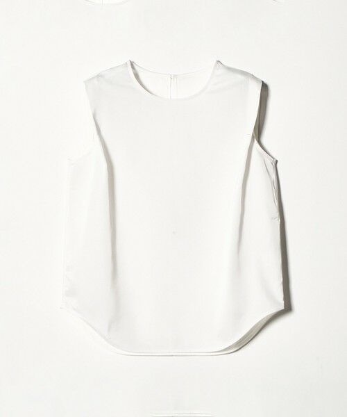 green label relaxing / グリーンレーベル リラクシング カットソー | サテン ドッキング ラウンドヘム タンクトップ カットソー（OFF WHITE）