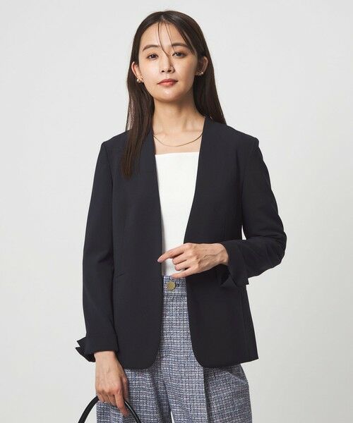 green label relaxing / グリーンレーベル リラクシング ノーカラージャケット | ［size SHORTあり］パウドレ ノーラペル ジャケット ウォッシャブル ストレッチ | 詳細20