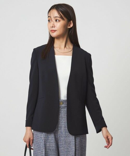 green label relaxing / グリーンレーベル リラクシング ノーカラージャケット | ［size SHORTあり］パウドレ ノーラペル ジャケット ウォッシャブル ストレッチ | 詳細21