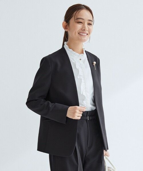 green label relaxing / グリーンレーベル リラクシング ノーカラージャケット | ［size SHORTあり］パウドレ ノーラペル ジャケット ウォッシャブル ストレッチ | 詳細18