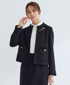 green label relaxing / グリーンレーベル リラクシング ノーカラージャケット | ツイードライク ノーカラー ジャケット