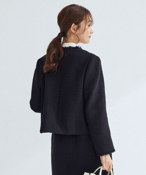 green label relaxing / グリーンレーベル リラクシング ノーカラージャケット | ツイードライク ノーカラー ジャケット | 詳細4