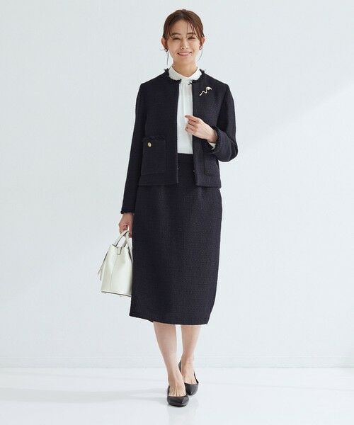 green label relaxing / グリーンレーベル リラクシング ノーカラージャケット | ツイードライク ノーカラー ジャケット | 詳細5