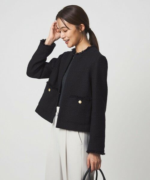 green label relaxing / グリーンレーベル リラクシング ノーカラージャケット | ツイードライク ノーカラー ジャケット | 詳細2