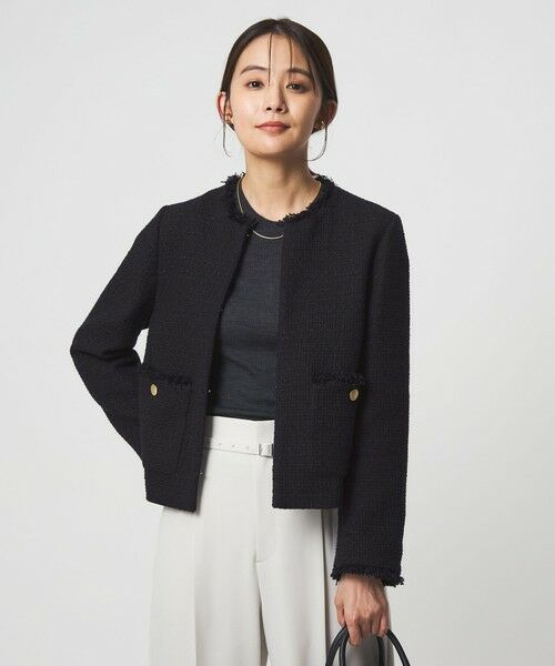 green label relaxing / グリーンレーベル リラクシング ノーカラージャケット | ツイードライク ノーカラー ジャケット | 詳細8