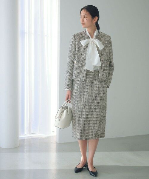 green label relaxing / グリーンレーベル リラクシング ノーカラージャケット | ツイードライク ノーカラー ジャケット | 詳細14