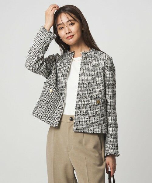 green label relaxing / グリーンレーベル リラクシング ノーカラージャケット | ツイードライク ノーカラー ジャケット | 詳細23