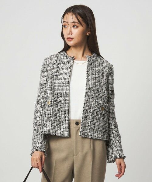 green label relaxing / グリーンレーベル リラクシング ノーカラージャケット | ツイードライク ノーカラー ジャケット | 詳細24