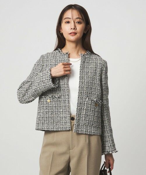 green label relaxing / グリーンレーベル リラクシング ノーカラージャケット | ツイードライク ノーカラー ジャケット | 詳細25