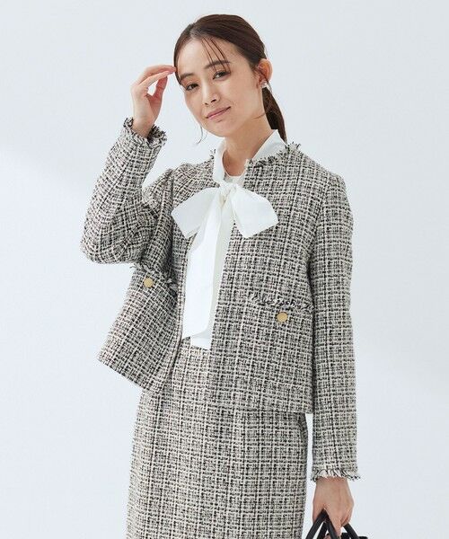 green label relaxing / グリーンレーベル リラクシング ノーカラージャケット | ツイードライク ノーカラー ジャケット | 詳細15