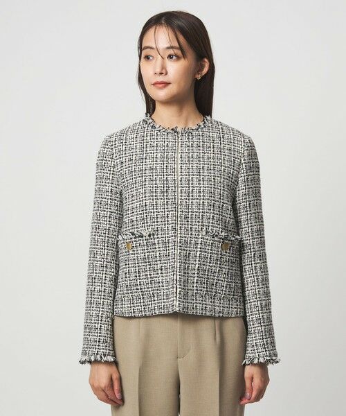 green label relaxing / グリーンレーベル リラクシング ノーカラージャケット | ツイードライク ノーカラー ジャケット | 詳細29