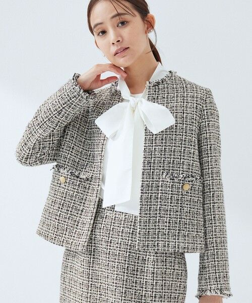 green label relaxing / グリーンレーベル リラクシング ノーカラージャケット | ツイードライク ノーカラー ジャケット | 詳細16