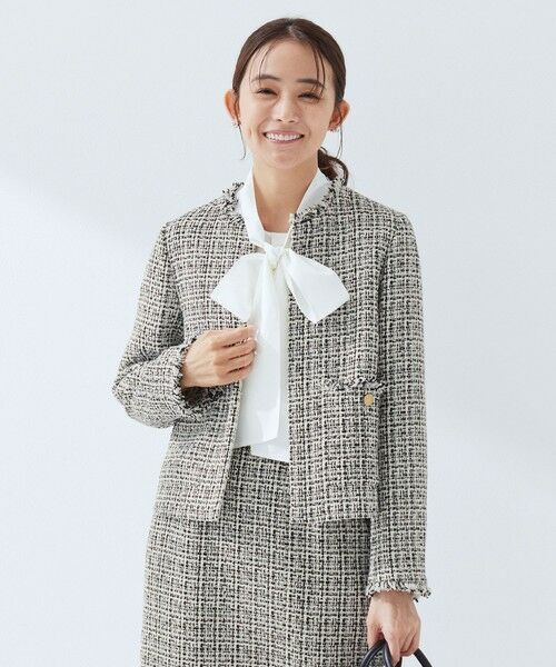 green label relaxing / グリーンレーベル リラクシング ノーカラージャケット | ツイードライク ノーカラー ジャケット | 詳細17