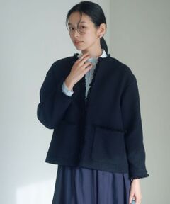 green label relaxing / グリーンレーベル リラクシング ノーカラージャケット | ［size SHORTあり］ミックス ツイードライク ポケット ノーカラー ジャケット