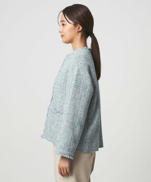 green label relaxing / グリーンレーベル リラクシング ノーカラージャケット | ［size SHORTあり］ミックス ツイードライク ポケット ノーカラー ジャケット | 詳細9