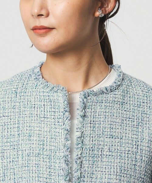 green label relaxing / グリーンレーベル リラクシング ノーカラージャケット | ［size SHORTあり］ミックス ツイードライク ポケット ノーカラー ジャケット | 詳細11