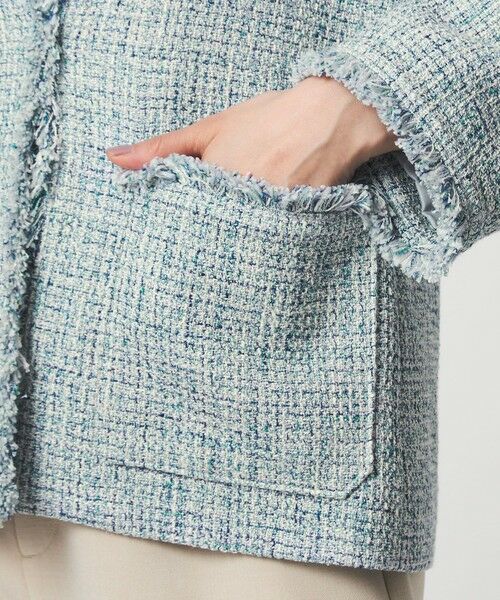 green label relaxing / グリーンレーベル リラクシング ノーカラージャケット | ［size SHORTあり］ミックス ツイードライク ポケット ノーカラー ジャケット | 詳細13
