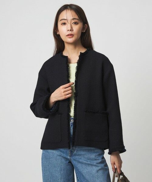 green label relaxing / グリーンレーベル リラクシング ノーカラージャケット | ［size SHORTあり］ミックス ツイードライク ポケット ノーカラー ジャケット | 詳細22