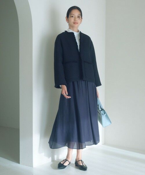 green label relaxing / グリーンレーベル リラクシング ノーカラージャケット | ［size SHORTあり］ミックス ツイードライク ポケット ノーカラー ジャケット | 詳細18